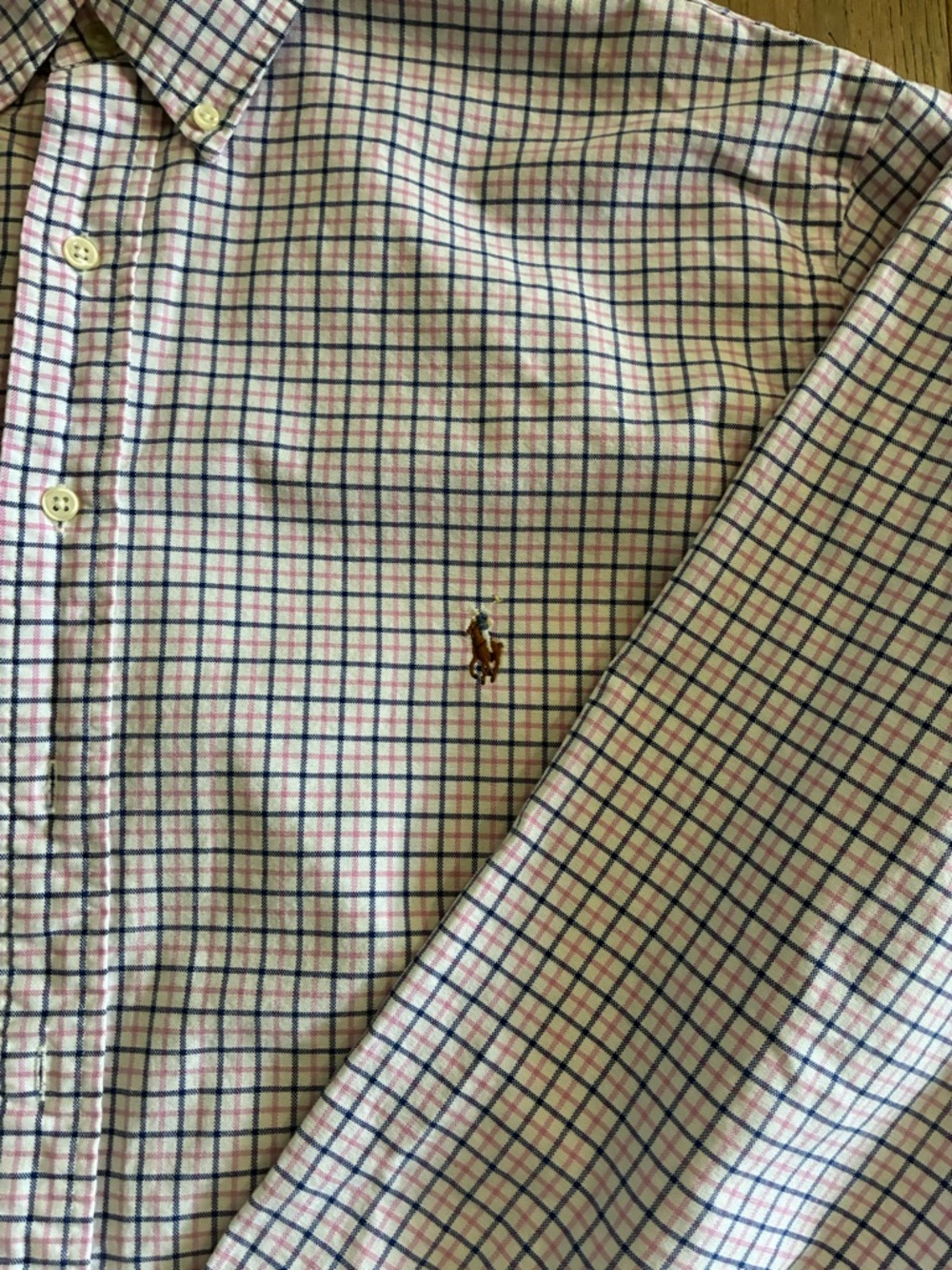 Polo by Ralph Lauren White Button-Down Shirt with Blue and pink Plaid Xl Tall